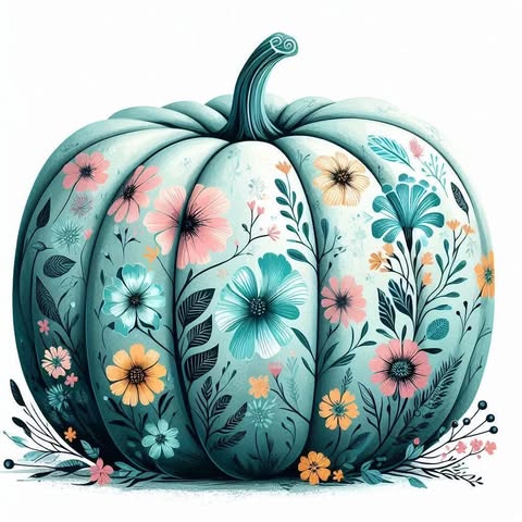 Pumpkins And Flowers