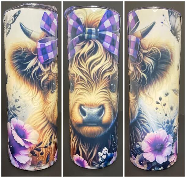Brown Cow With Purple Bow