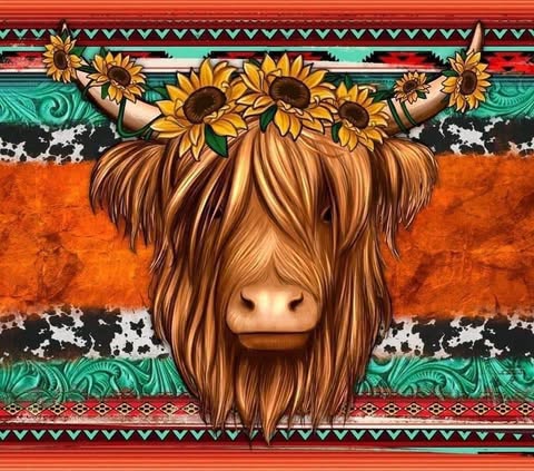 Brown Cow With Flowers