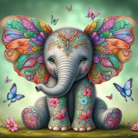 Elephant And ButterFlies