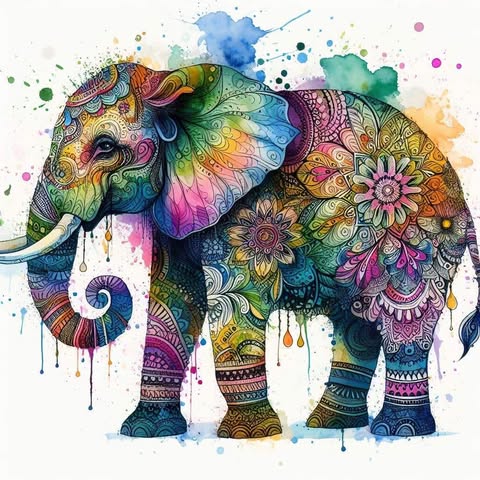 Elephant And Flowers