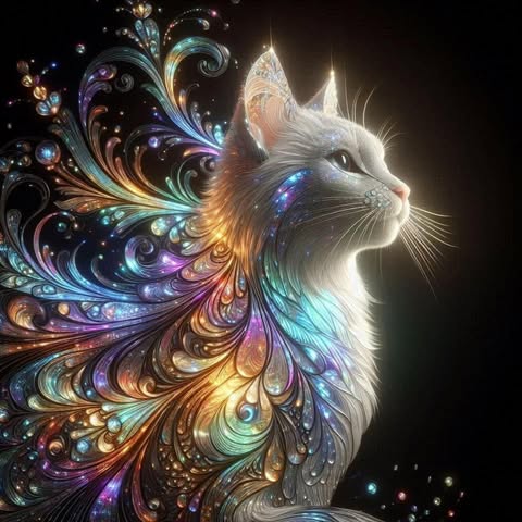 Colorful White Cat