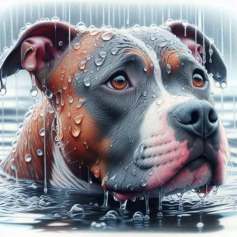 Pitbull In Rain