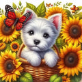 White Puppy In Basket