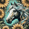 Horse And Sunflowers