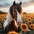 Horse And Sunflowers