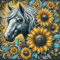 Horse And Sunflowers