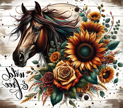 Horse And Sunflowers