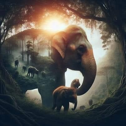 Mama Elephant And Baby Elephant