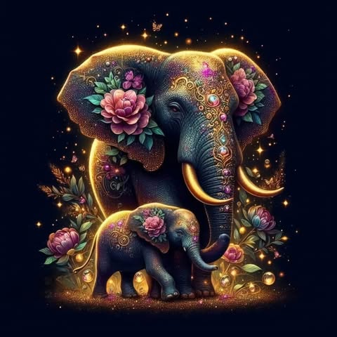 Mama Elephant And Baby Elephant
