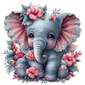 Elephant And Flowers