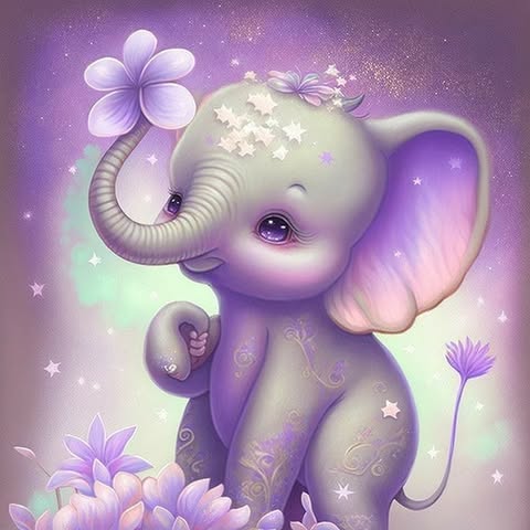 Elephant And Flowers