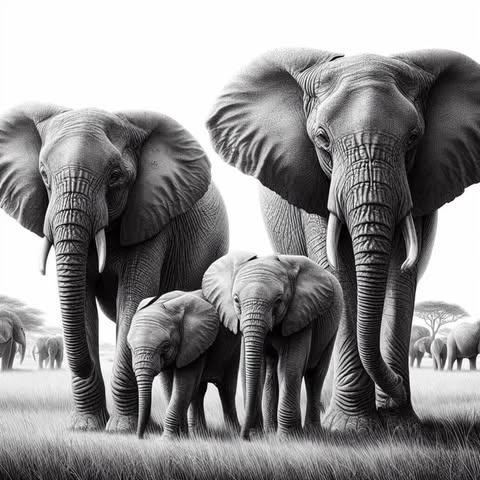Family Of Elephants