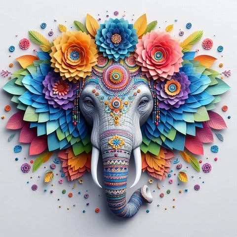 Elephant And Flowers