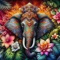 Elephant And Flowers