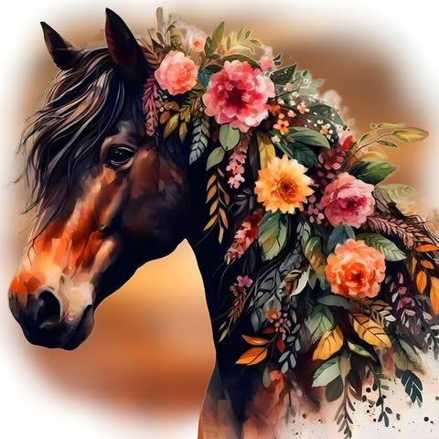 Horse And Flowers