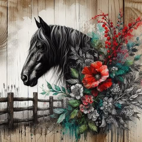 Horse And Flowers