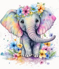 Elephant And Flowers