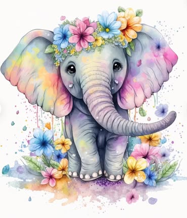 Elephant And Flowers