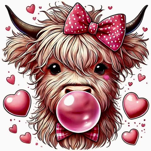 Brown Cow With Pink Bow