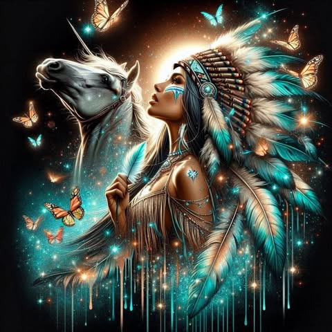 Native American And Horse