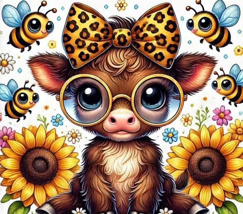 Brown Cow With Yellow Bow