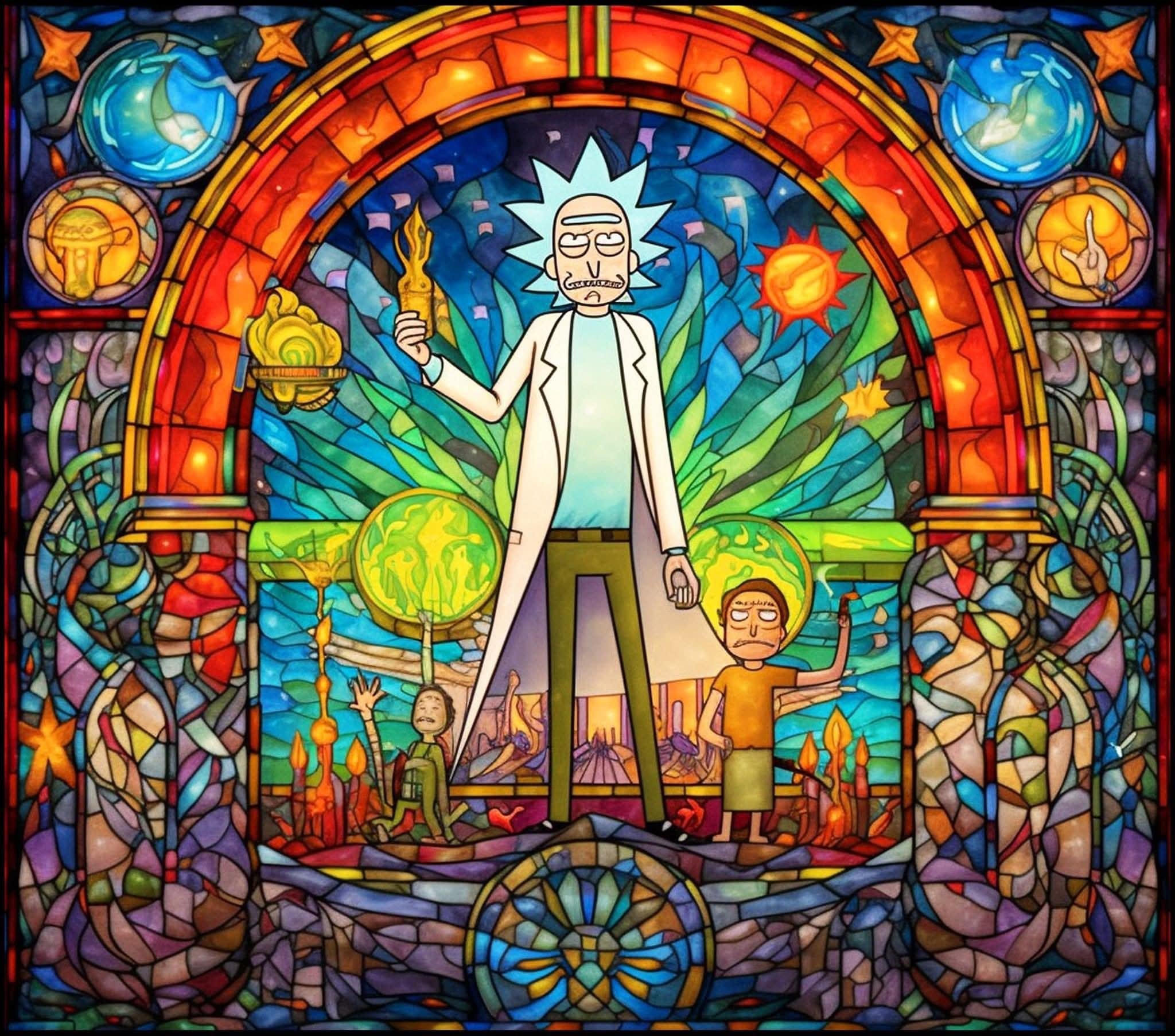 Stained Glass Rick And Morty