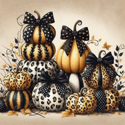 Pumpkins And Black Bows