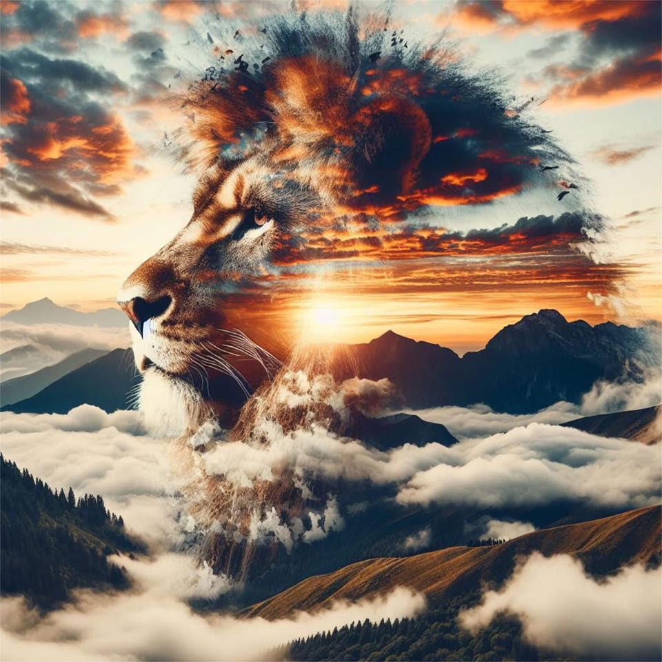 Lion And Sunset