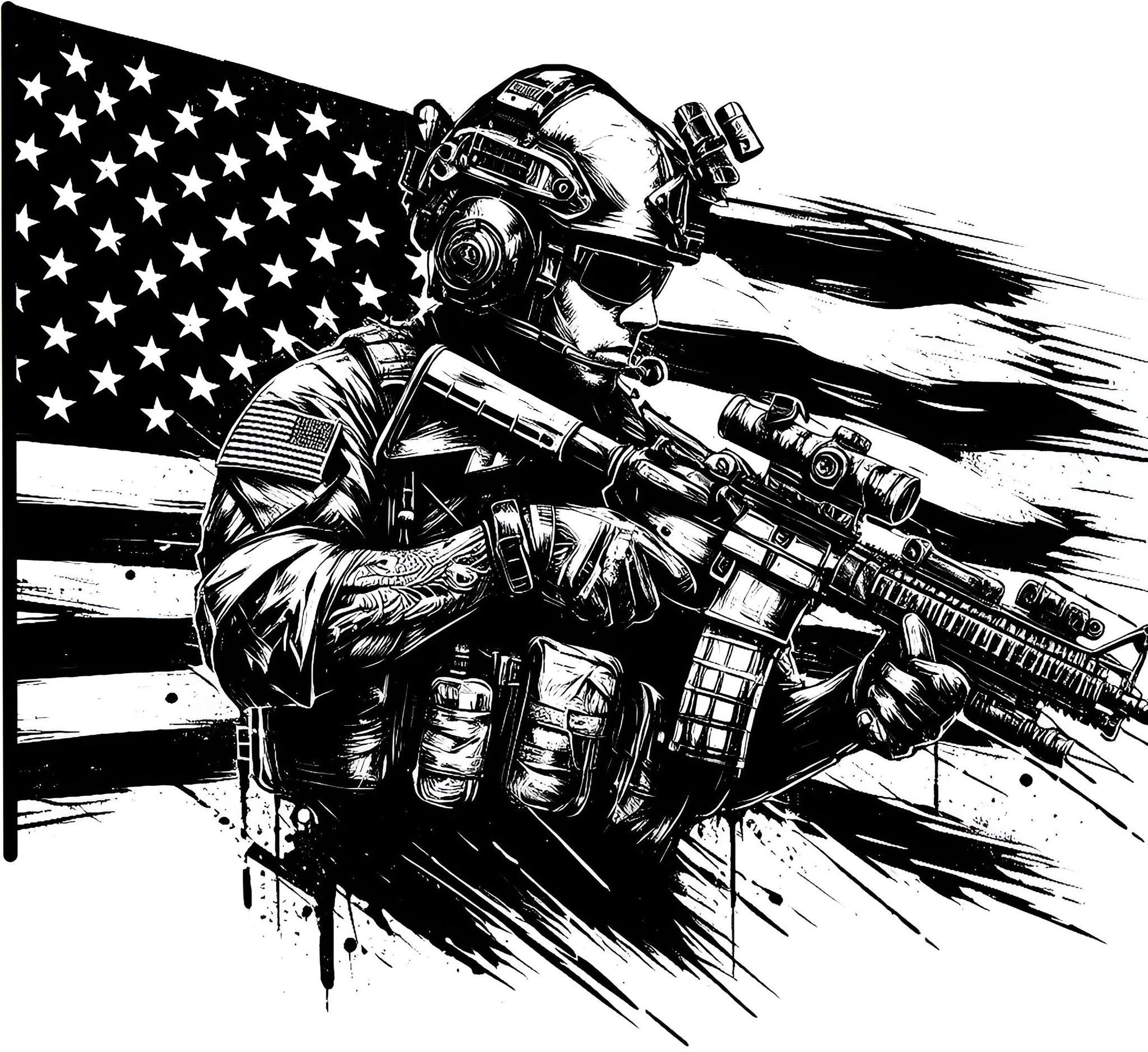 Flag And Army Man